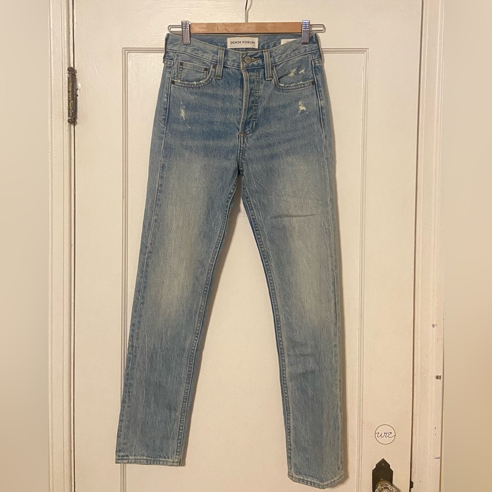 Aritzia Denim Forum the Ex-boyfriend High Rise Button Distressed Jeans